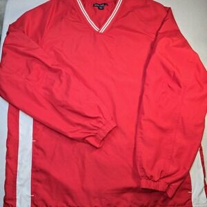 Sport-Tek Men's 2XLT Red V-Neck Windshirt Pullover Raglan Golf Baseball Gorpcore